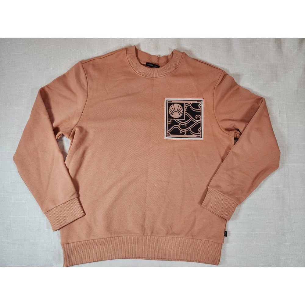 Scotch & Soda Mens Graphic Patch Crewneck Sweatshirt Salmon Pink Terracotta L